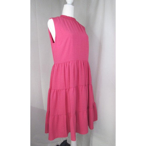Laundry Women Solid Mini Fuchia Purple Tiered Dress Polyester 16 NWT (RK69) - Picture 1 of 12